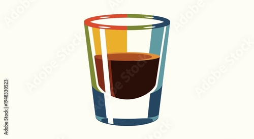 Colorful layered shot glass with espresso