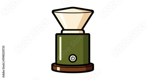 Modern electric coffee grinder with power button, isolated on white background