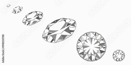 a group of sparkling diamonds on a white background Vector