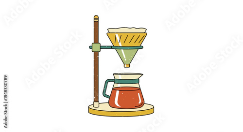 Pour over coffee maker with carafe, illustration