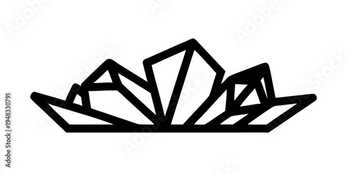 a black line drawing of a cluster of crystals Vector