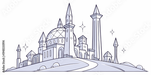 a beautiful illustration of a fantasy city Vector