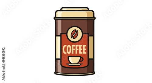 Vintage Coffee Tin with Label and Cup Icon