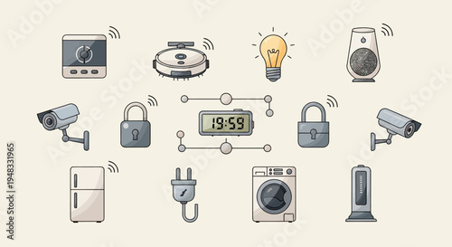 Collection of smart home devices icons