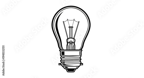 Detailed Illustration of a Classic Incandescent Light Bulb.
