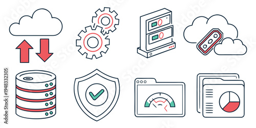 cloud computing and data security icons Vector