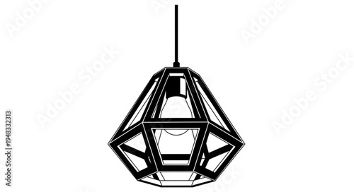 Geometric Pendant Light Fixture with Black Metal Frame.