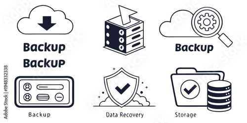 icons for data backup and security concepts Vector