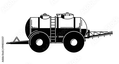 Agricultural Sprayer - A Detailed Black and White Illustration.