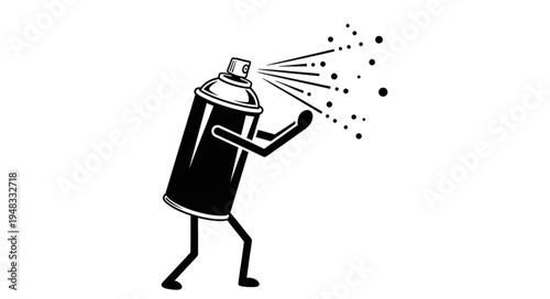 Cartoon Spray Paint Can Character with Arms and Legs.