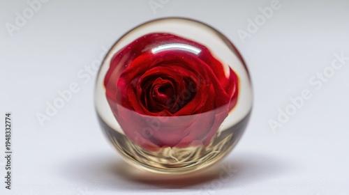 A red rose stored in silicone against a neutral background. Home Decoration Guide, designed specifically for home decoration and floral brands, praising nature.