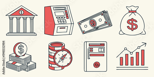 a collection of finance and business related icons Vector