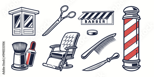 barber shop tools and equipment Vector