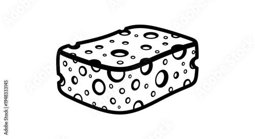 Cartoon Swiss Cheese Block with Holes Illustration.