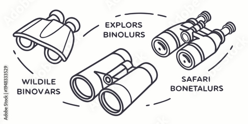 a set of three different types of binoculars Vector