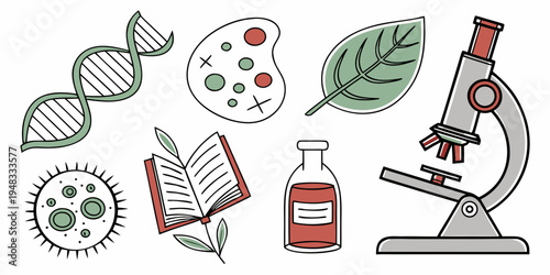science and biology related objects and symbols Vector