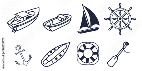 a collection of nautical icons and objects for design Vector