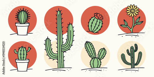 a collection of different types of cacti and succulents Vector