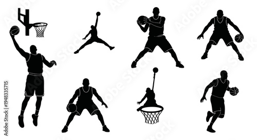 Basketball Player Silhouettes - Sports  Fitness Vector Art
