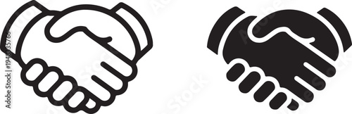 Handshake vector set icon with white background