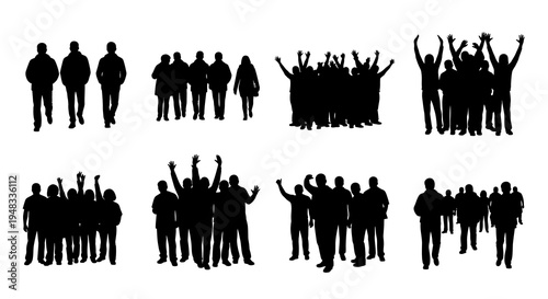 Crowd Silhouettes: People Group Vector Art - Business  Event Themes