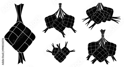 Black  White Ketupat Glyphs for Food  Culture Celebration