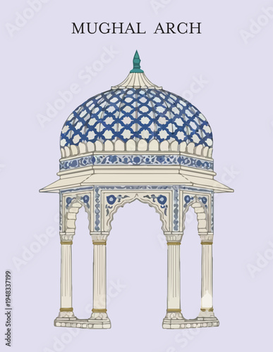 Mughal Blue Arch Clipart
