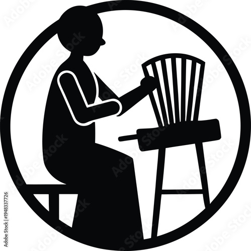 Weaver silhouette vector art illustration