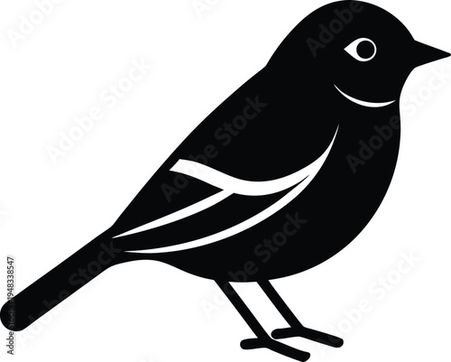 Yellow Rumped Warbler silhouette vector art illustration