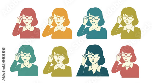 Woman wearing glasses set illustration vector design