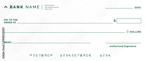 Minimal Bank Check Template Vector – Blank Cheque Payment Form Design