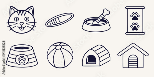 a collection of cat and dog related items Vector