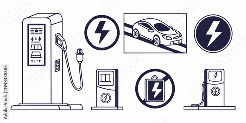 electric vehicle charging stations and car Vector
