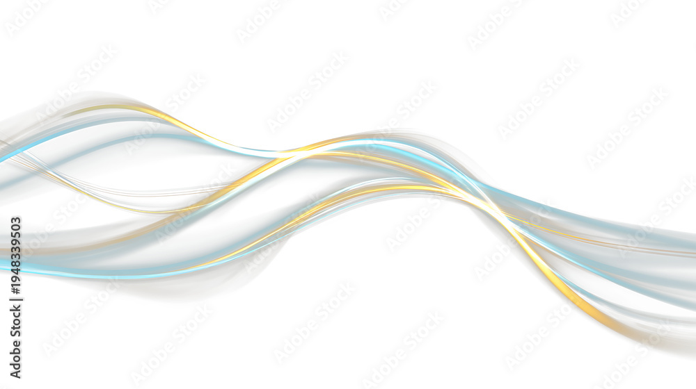 Naklejka premium Waves of blue and yellow lines flowing on a transparent background creating a flowing design effect
