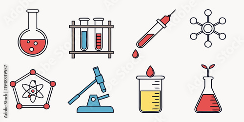 a collection of science and laboratory icons Vector