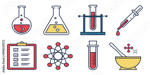chemistry lab equipment and science tools Vector