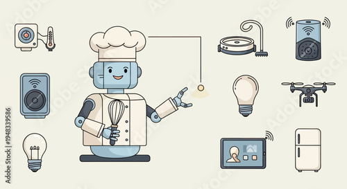 Chef robot and connected devices illustrating smart home automation
