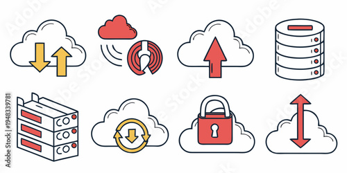 cloud computing and data storage icons Vector