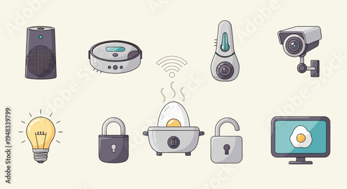 Various household smart devices and a lightbulb