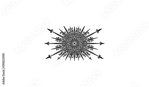 Black Sun Ornament Vector Decorative Sunburst Design