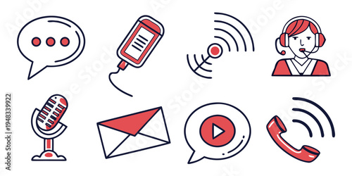 a collection of communication icons Vector