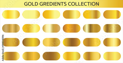 Luxury Gold Gradient Collection with Metallic Golden Shiny Texture Set for Premium Design, UI Elements, Branding and Elegant Decorative Templates