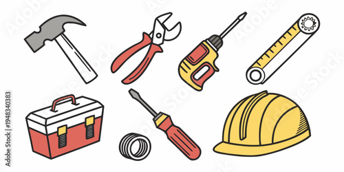 a collection of tools for construction and repair Vector