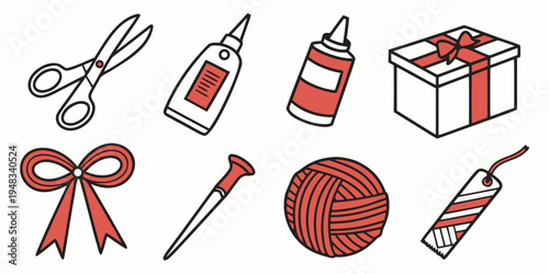 a collection of crafting tools and supplies Vector
