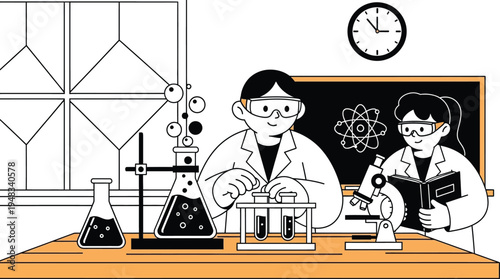 scientists working in laboratory with equipment