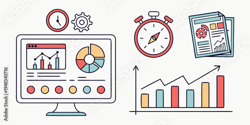 a collection of business graphs and charts Vector