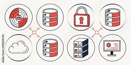 network security and data protection icons Vector