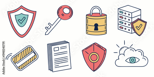 a collection of security and protection related icons Vector