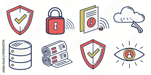 a collection of security and protection icons Vector