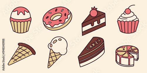 a variety of sweet and savory dessert treats Vector